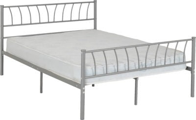 Picture of a silver metal bed frame