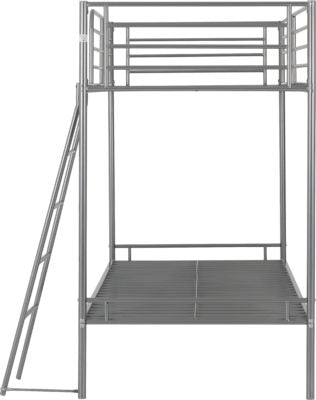Picture of a metal bunk bed from a front on view