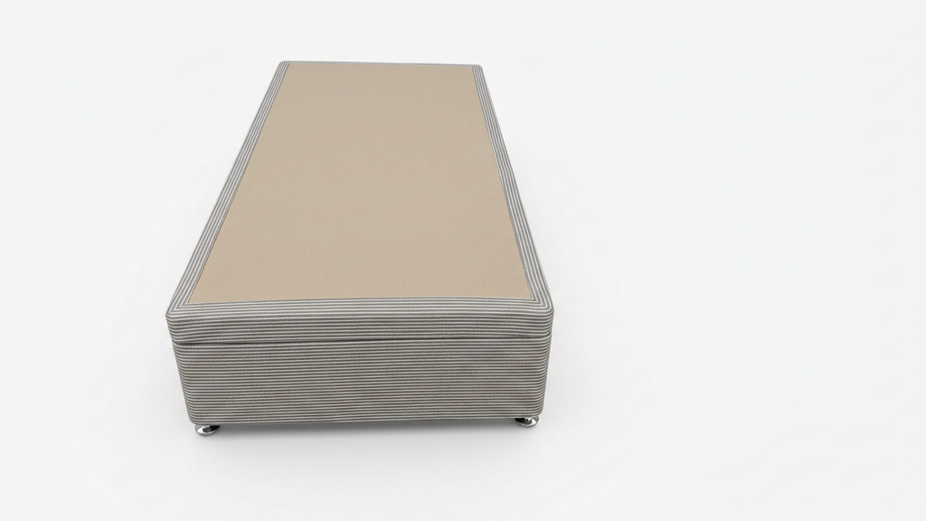 Rectangular single ottoman bed base with a ribbed texture on a white background from the front view