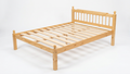 Double Wooden bed frame on a white background from a 45 degree angle perspective