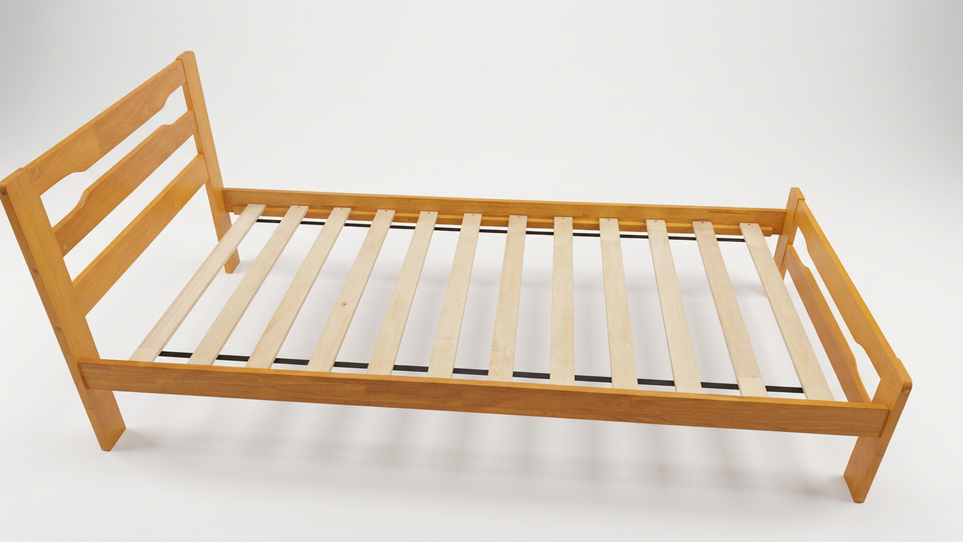 Single Wooden bed frame on a white background