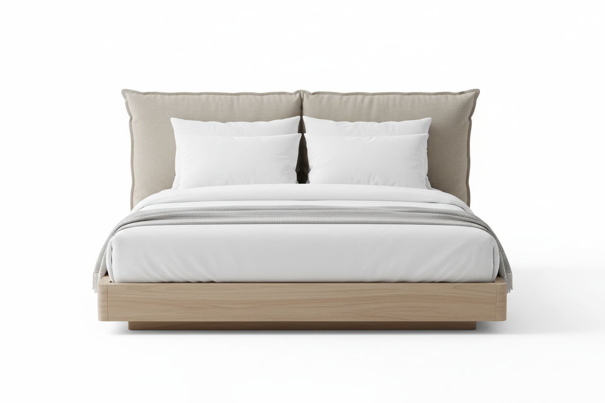 Bed against a pure white background